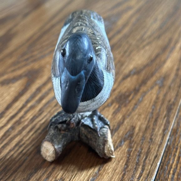 Vintage Enesco Unsigned Duck, Goose, Seagull On Wood Log Bird Figurines FLAWS - Picture 12 of 16